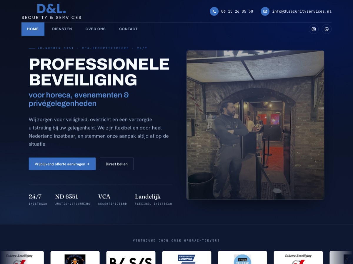Website van D&L Security Services