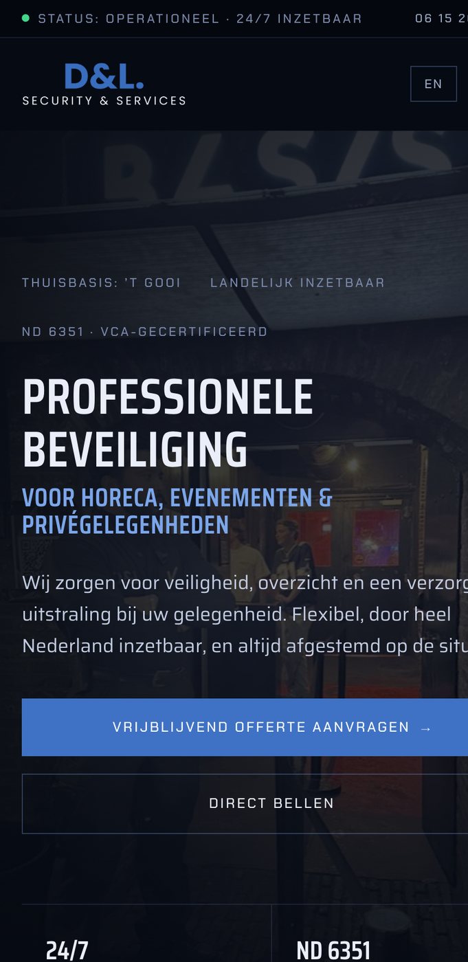 Mobiele weergave van D&L Security Services