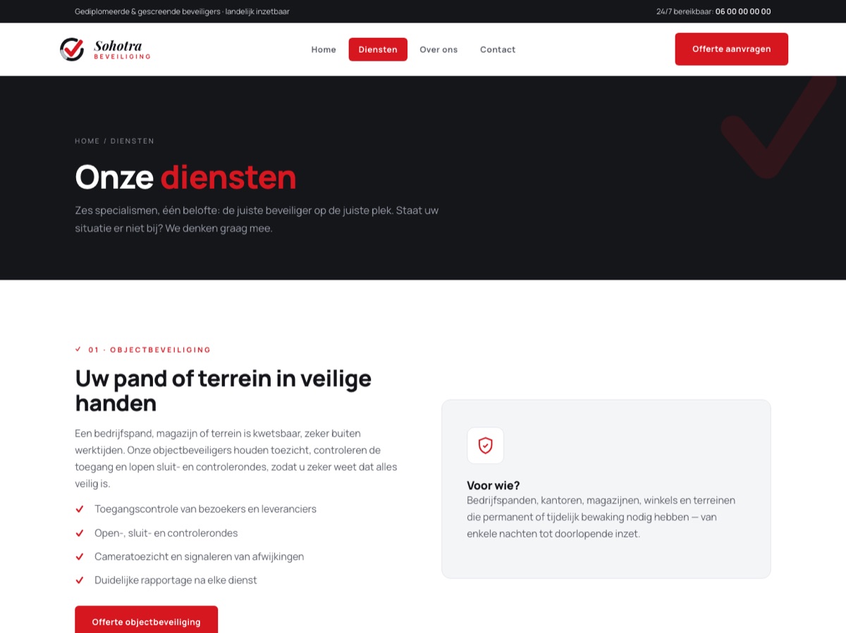 Services page