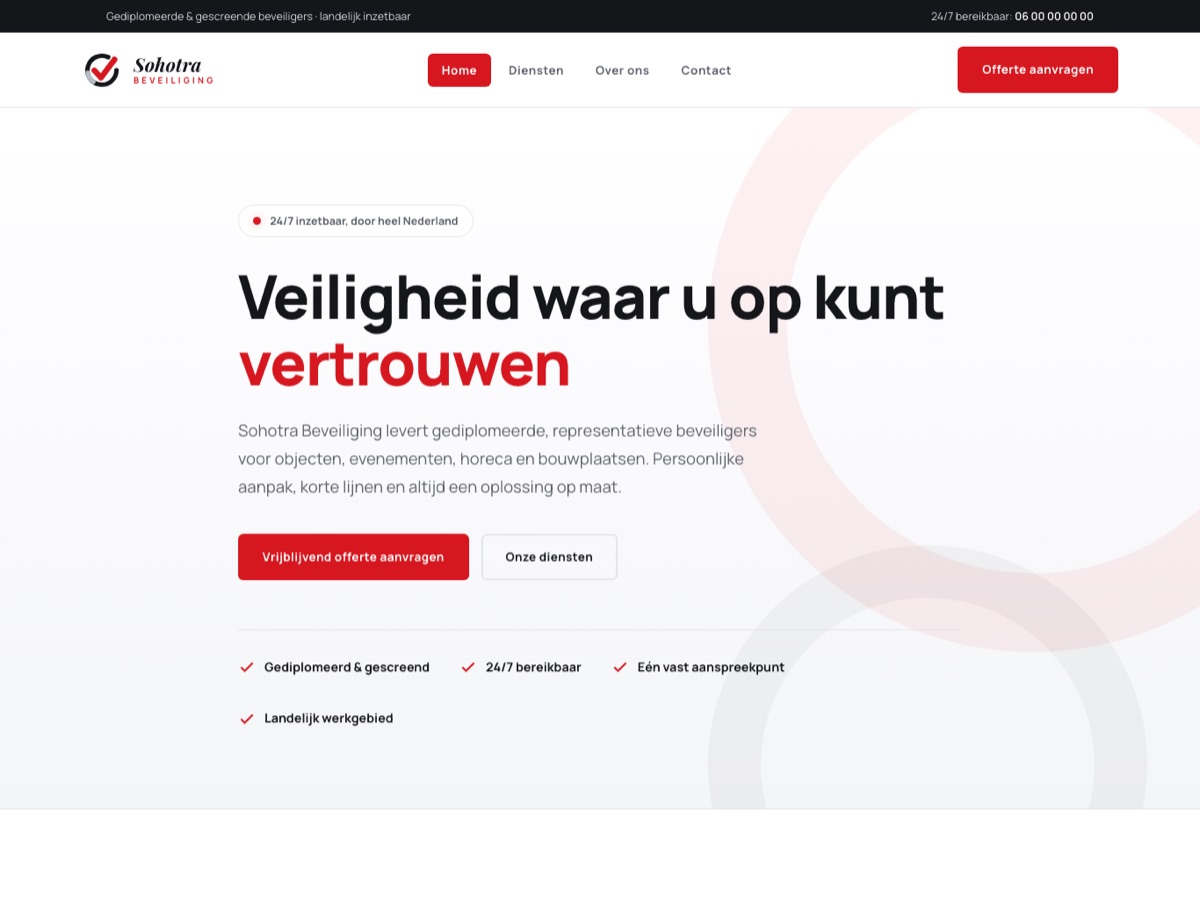 Website van Sohotra Beveiliging
